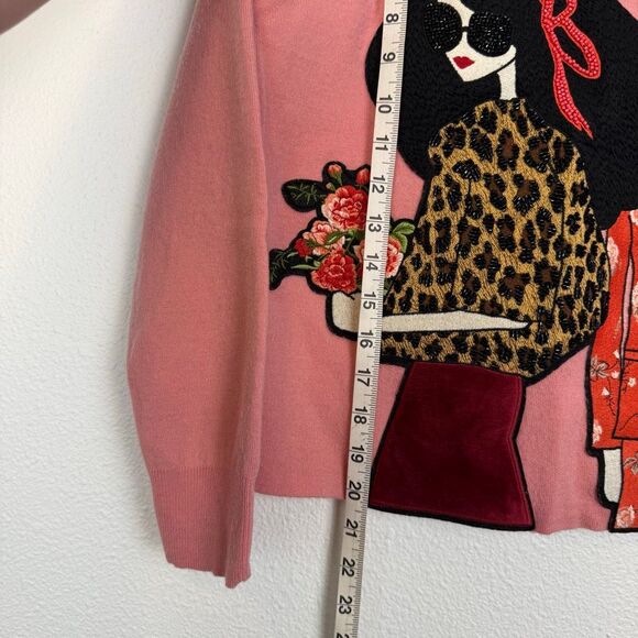Alice + Olivia Gleeson Rose Appliqué Embellished Pullover Swetaer Size S RARE - Picture 4 of 12